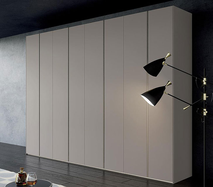 Armadio battente finitura Nobilitato Beton Madreperla Spagnol Mod. Omega