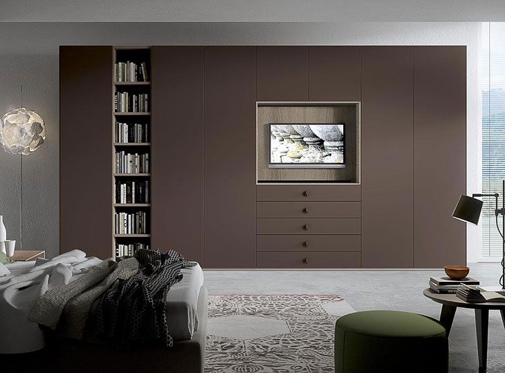 Armadio anta battente inserto in legno rovere Spagnol Mod. Axel