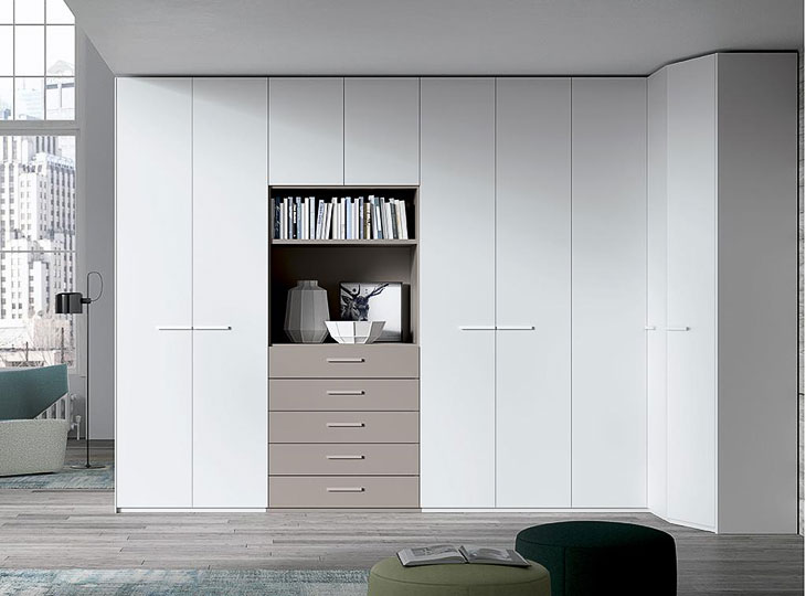 Armadio con inserto colonna e cassettiera Spagnol Mod. Axel con maniglia