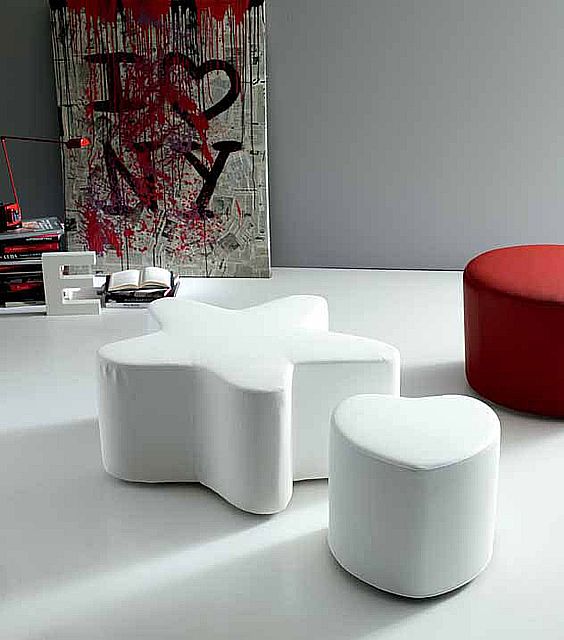 Poltroncine Giellebi modelli Pouff stella e Pouff cuore