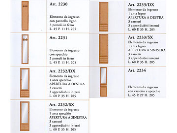 Misure elementi componibili collezione ingressi "Ionio"