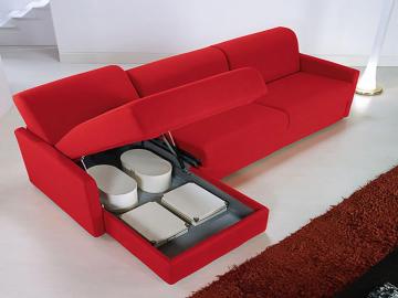 Divano letto modello LIRA con penisola a contenitore