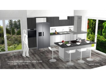 Cucina CREO prezzo modello TABLET con frigo Americano e Isola