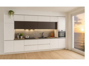 CUCINA CREO LACCATA OPACA a PONTE  L=430 H=241 + TOP GRES +ASCIUGATRICE omaggio