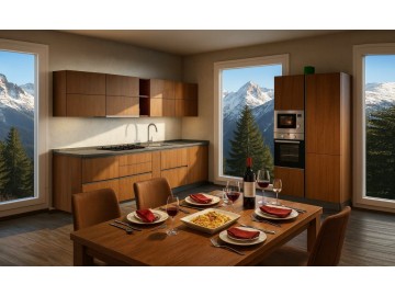 CUCINA CREO modello TABLET EFFETTO LEGNO CM. 362 H=217 + colonne FRIGO+FORNO+MICRO