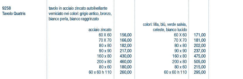 Prezzi art. 9258